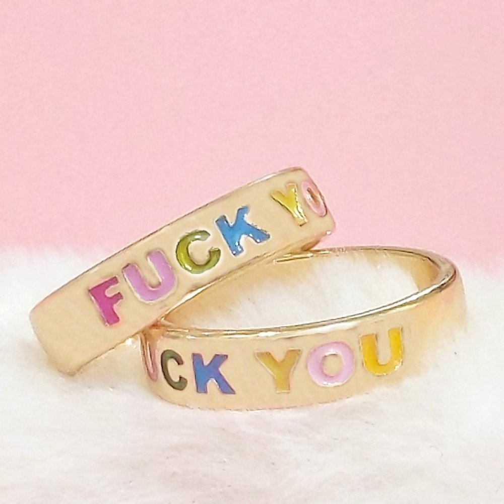 F You Statement Ring f*ck you FU gold off